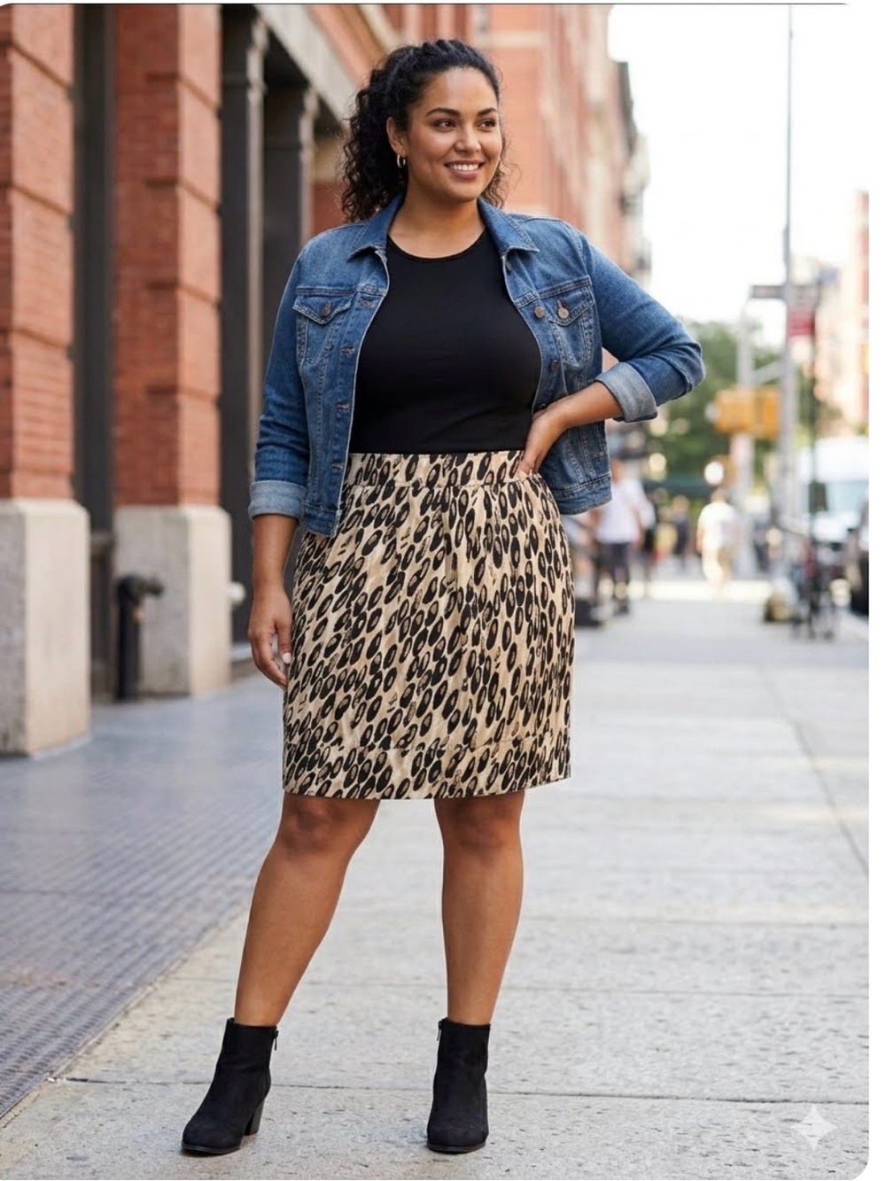 2x$20 East 5th Beige and Black Leopard-Print Skirt